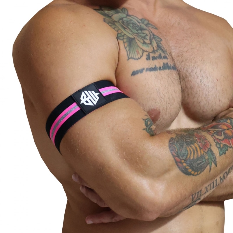  2-Pack New Wave Armbands - Black - Neon Pink