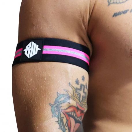  Lot de 2 Brassards New Wave Noirs - Rose Fluo