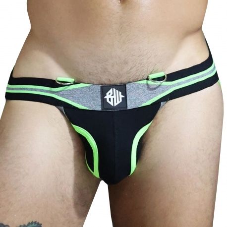  Jock Strap New Wave Noir - Vert Fluo