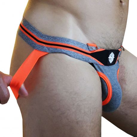  New Wave Jock - Grey - Neon Orange