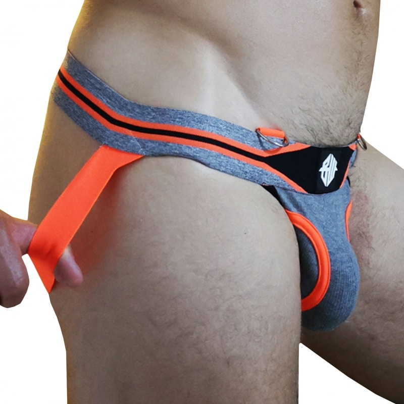  New Wave Jock - Grey - Neon Orange