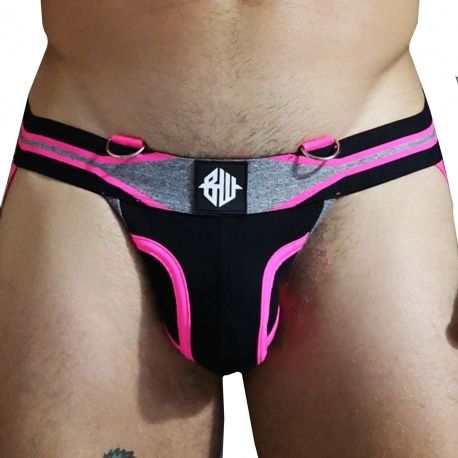  Jock Strap New Wave Noir - Rose Fluo