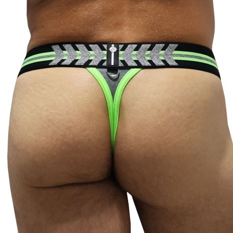  New Wave Thong - Grey - Neon Green