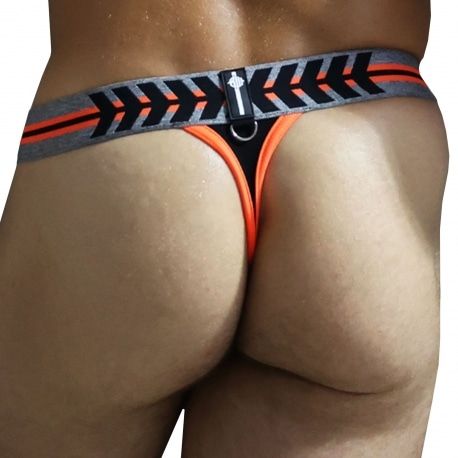  New Wave Thong - Black - Neon Orange
