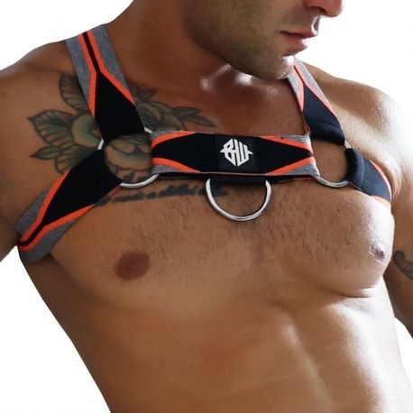  Harnais Circuit New Wave Noir - Orange Fluo