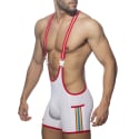 Addicted Rainbow Tape Wrestling Singlet - White