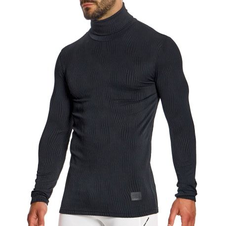 Modus Vivendi Curved Roll Neck T-Shirt - Black