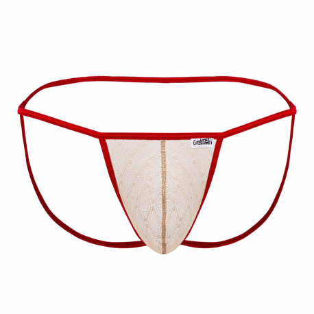  Jock Strap Micro Dentelle Beige
