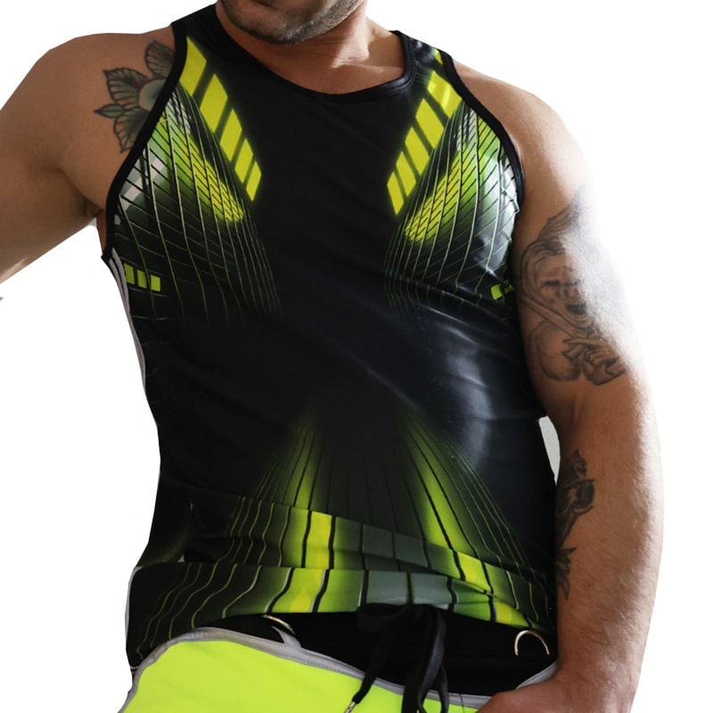  Akira Tank Top - Black - Neon Yellow