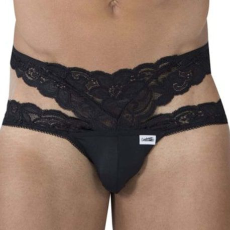  Lace Double Bikini Briefs - Black