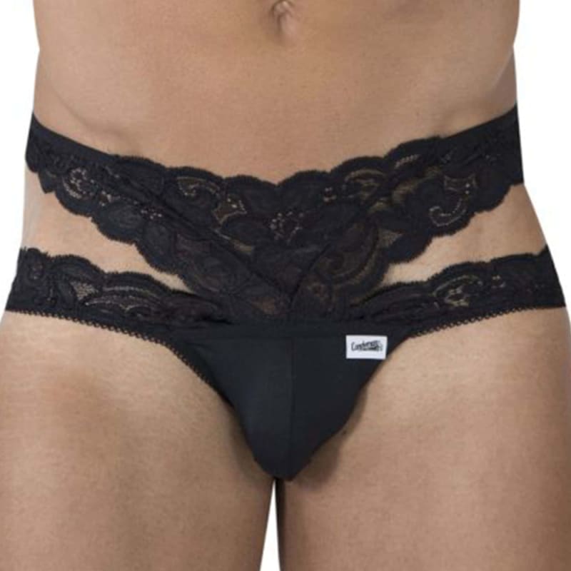  Lace Double Bikini Briefs - Black