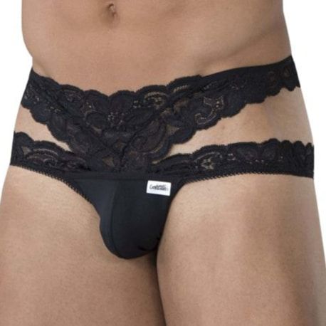  Lace Double Bikini Briefs - Black