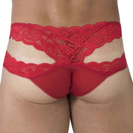  Lace Double Bikini Briefs - Red