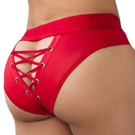  Slip à Lacets Rouge