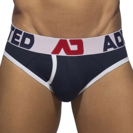 Addicted Open Fly Cotton Briefs - Navy - White