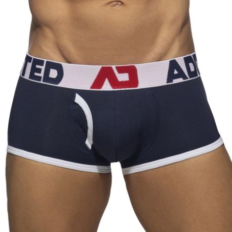 Addicted Boxer Open Fly Coton Bleu Marine - Blanc