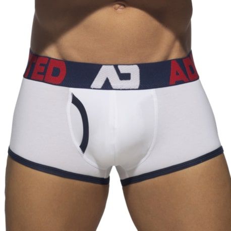 Addicted Boxer Open Fly Coton Blanc - Bleu Marine