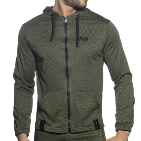 Addicted Veste à Capuche Manches Longues Loop Mesh Kaki