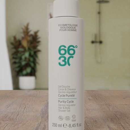 66°30 Gel Douche Corps et Cheveux Dermo-Régulateur - Cycle Pureté - 250 ml