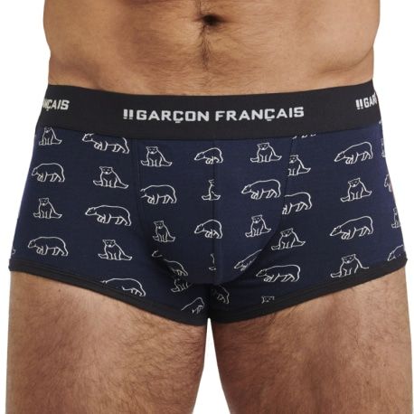 Garçon Français Boxer Ours Polaire Bleu Marine