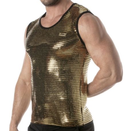 TOF Paris Glitter Tank Top - Gold