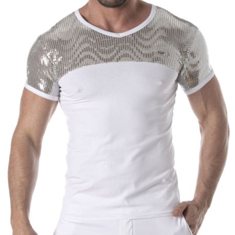 TOF Paris T-Shirt Glitter Blanc - Argent