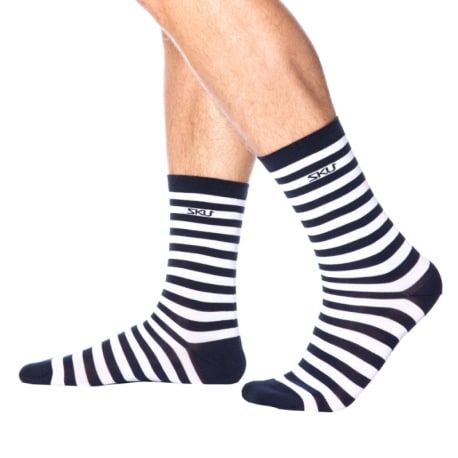 SKU Chaussettes Basses Coton Marinière - Bleu Marine - Blanc