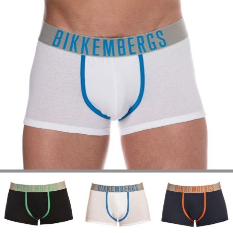 Bikkembergs Lot de 3 Boxers Coton Bleu Marine - Blanc - Noir