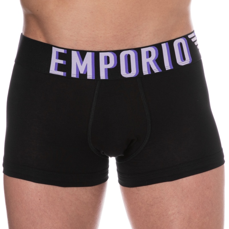 Emporio Armani Megalogo Cotton Boxer Briefs - Black