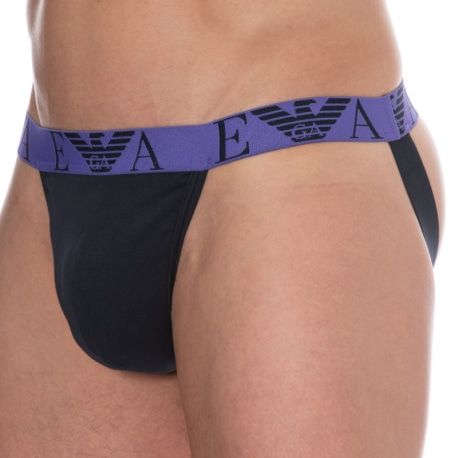 Emporio Armani Jock Strap Bold Monogram Coton Bleu Marine - Violet