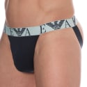 Emporio Armani Jock Strap Bold Monogram Coton Bleu Marine - Gris