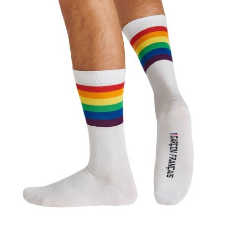 Garçon Français Chaussettes Coton Rayures Arc-en-Ciel