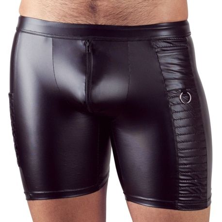 Boxer Long Zip Simili Cuir Noir