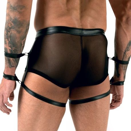 Boxer Jarretière à Menottes Noir
