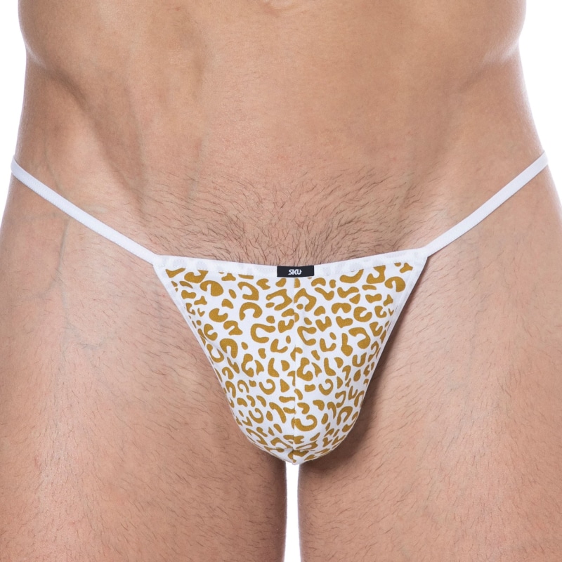 SKU String Ficelle Mini Coton Léopard Blanc - Or