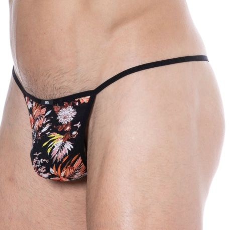 SKU String Ficelle Mini Coton Floral Noir - Orange