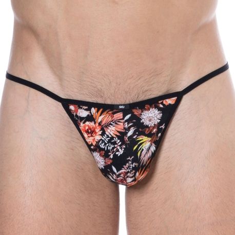 SKU String Ficelle Mini Coton Floral Noir - Orange
