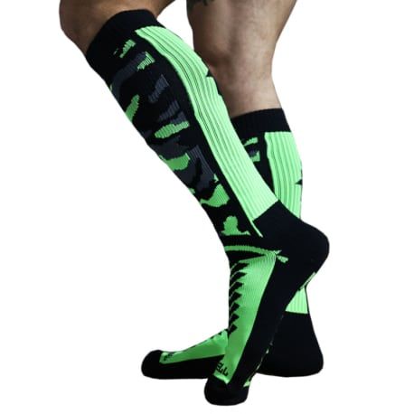  Chaussettes Hautes Neo Camo Vert Fluo