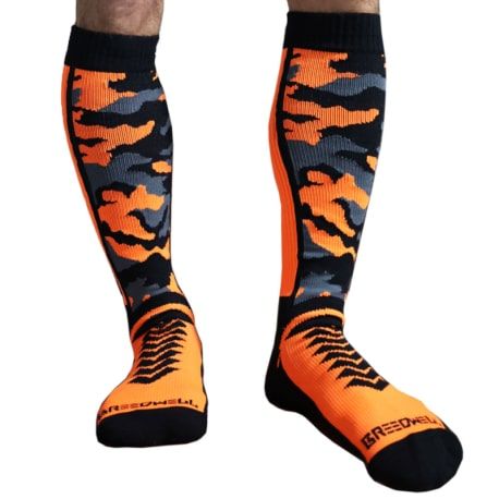  Chaussettes Hautes Neo Camo Orange Fluo