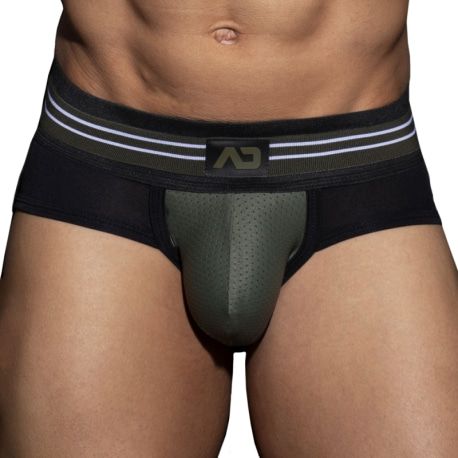 AD Fetish Double Stripe Briefs - Black - Khaki