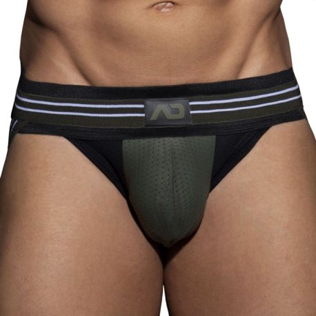 AD Fetish Jock Strap Double Stripe Noir - Kaki