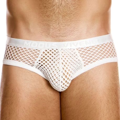 Modus Vivendi Mesh Through Classic Briefs - White