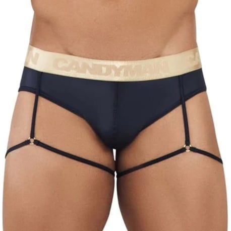  Slip Jarretière Mesh Noir - Or
