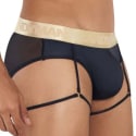  Garter Mesh Briefs - Black - Gold