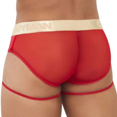  Garter Mesh Briefs - Red - Gold