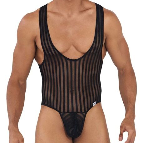  Work-N-Play Laced Thong Bodysuit - Black