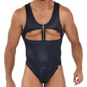  Work-N-Play Zip Thong Bodysuit - Black