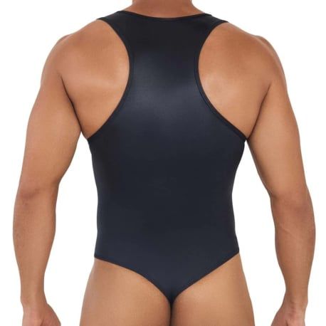  Work-N-Play Zip Thong Bodysuit - Black