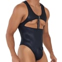  Work-N-Play Zip Thong Bodysuit - Black