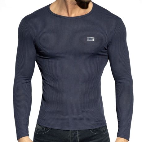 ES Collection T-Shirt Manches Longues Recycled Rib Bleu Marine